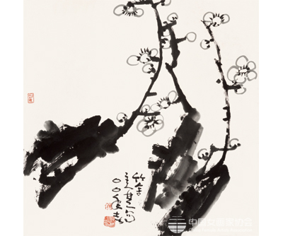 简约之梅之三2000年685mm&times;690mm+宣纸+水墨